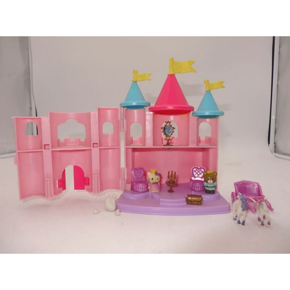 Hello Kitty Castle king queen Blue Box play set Toho Polly Pocket miniature Rare